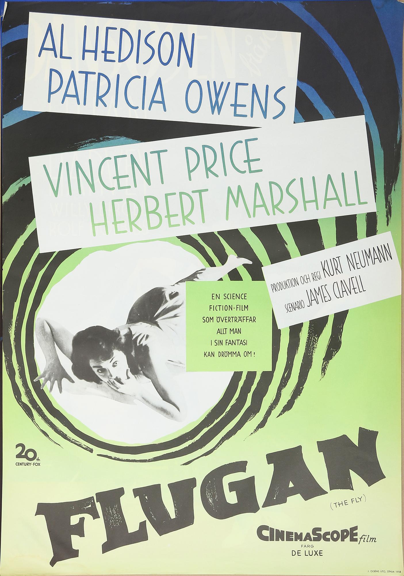 FILMAFFISCH, litografiskt tryck, "Flugan", 1958.