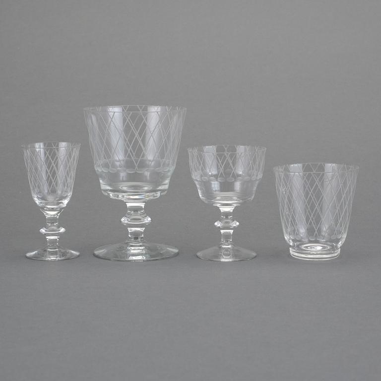 SERVISDELAR, 45 delar, glas, "Sickan", Vicke Lindstrand, Kosta, omkring 1900-talets mitt.