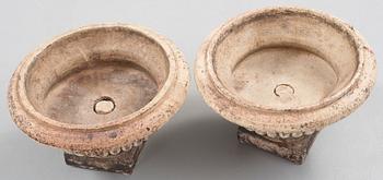 A pair of English 19th century stoneware garden urns.
