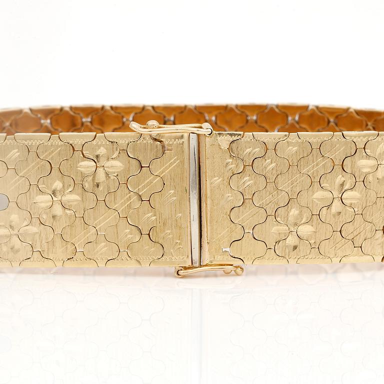 ARMBAND, tvåfärgat 18K guld, Vincenza, Italien, 1900-talets sista kvartal. Total vikt 57 g.