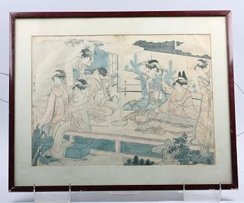 UTAMARO, KITAGAWA, tillskriven, träsnitt, Japan, tidigt 1800-tal.