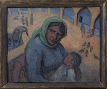 AGNES CLEVE, olja på pannå, sign o dat -31.