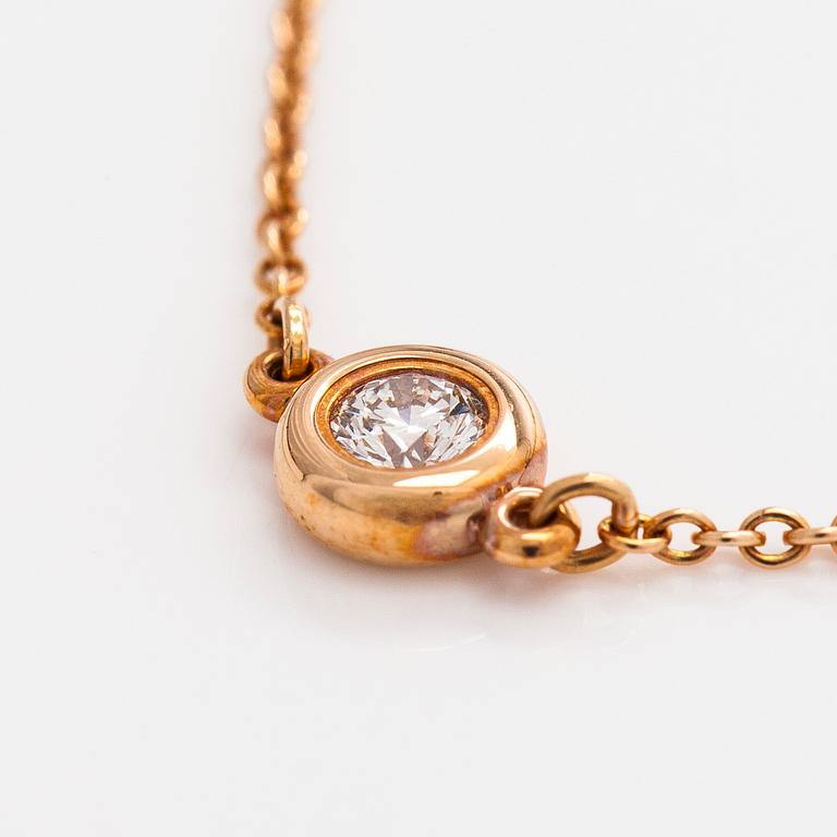 Tiffany & Co, Elsa Peretti, rannekoru, "Diamonds by the Yard", 18K ruusukultaa ja briljanttihiottu timantti.