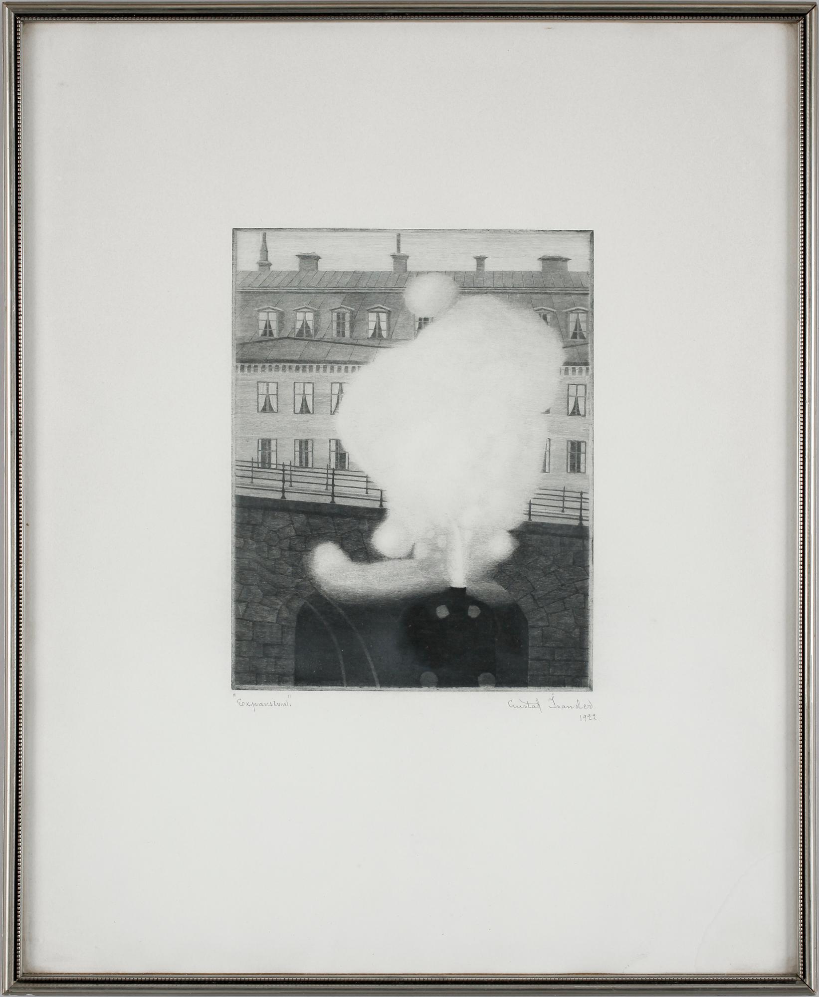GUSTAF ISANDER, torrnålsgravyr. Sign o dat 1922.