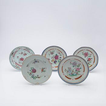 Plates, 5 pcs, porcelain, China, Qianlong (1736-95).