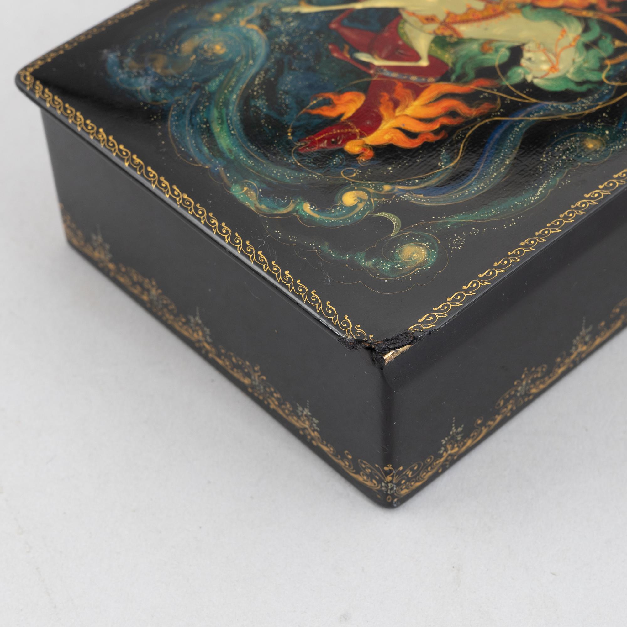 Three lacquer-ware boxes, Russia, 19th/20th century.