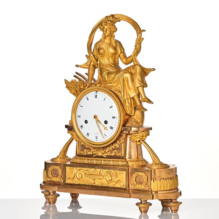 A French Empire mantle clock, early 19th century.