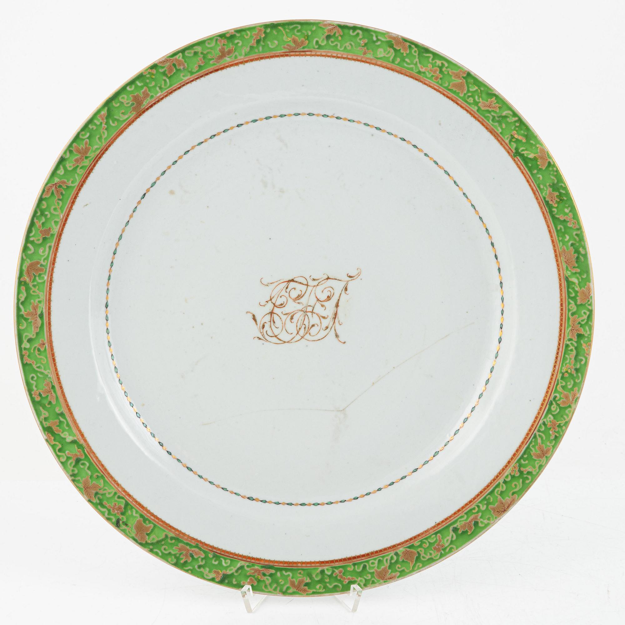 A large enamelled punch bowl, Qing dynasty, Qianlong (1736-95). With monogram CFJ or CJJ.