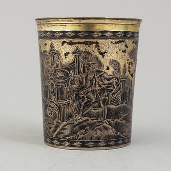A niello silver cup by Nikolay Dubrovin, Moscow, 1828.