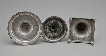 LJUSSTAKAR, 3 st, tenn, bl a Magnus Bergman, Malmö 1800.