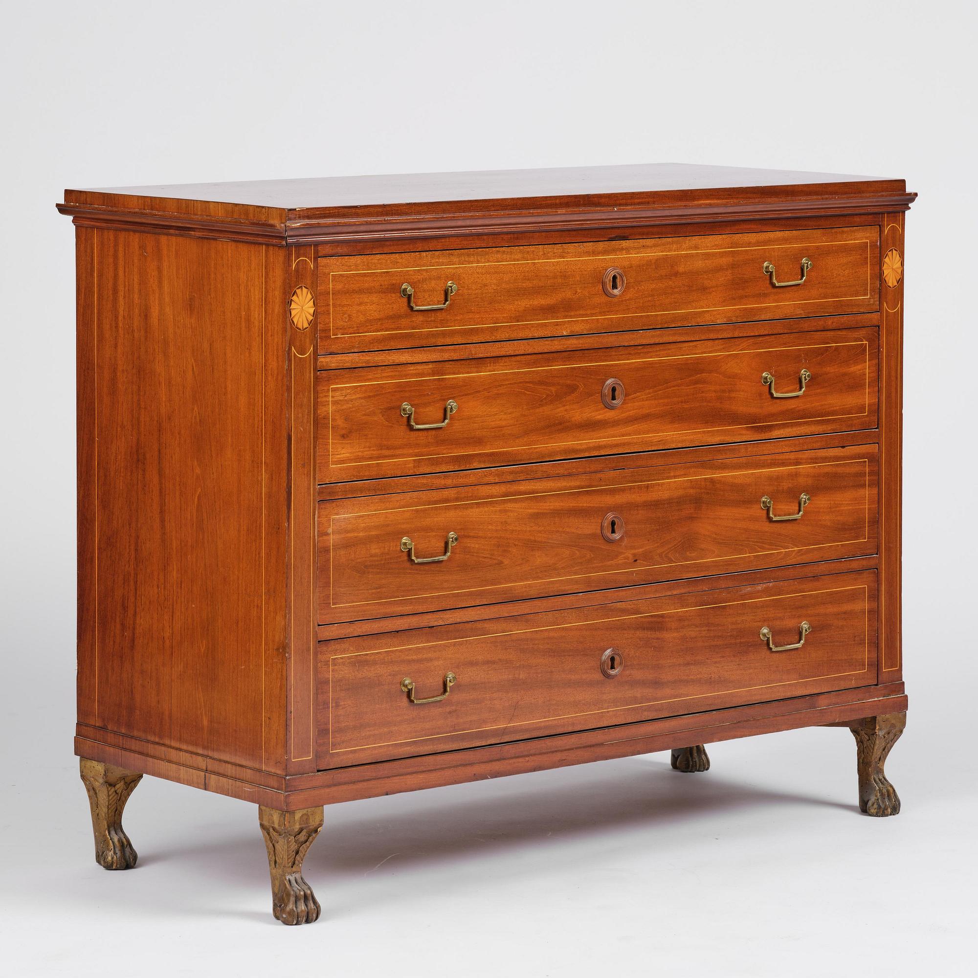 A late Gustavian mahogany writing commode in the manner of I. Löfgren, Stockholm circa 1800.