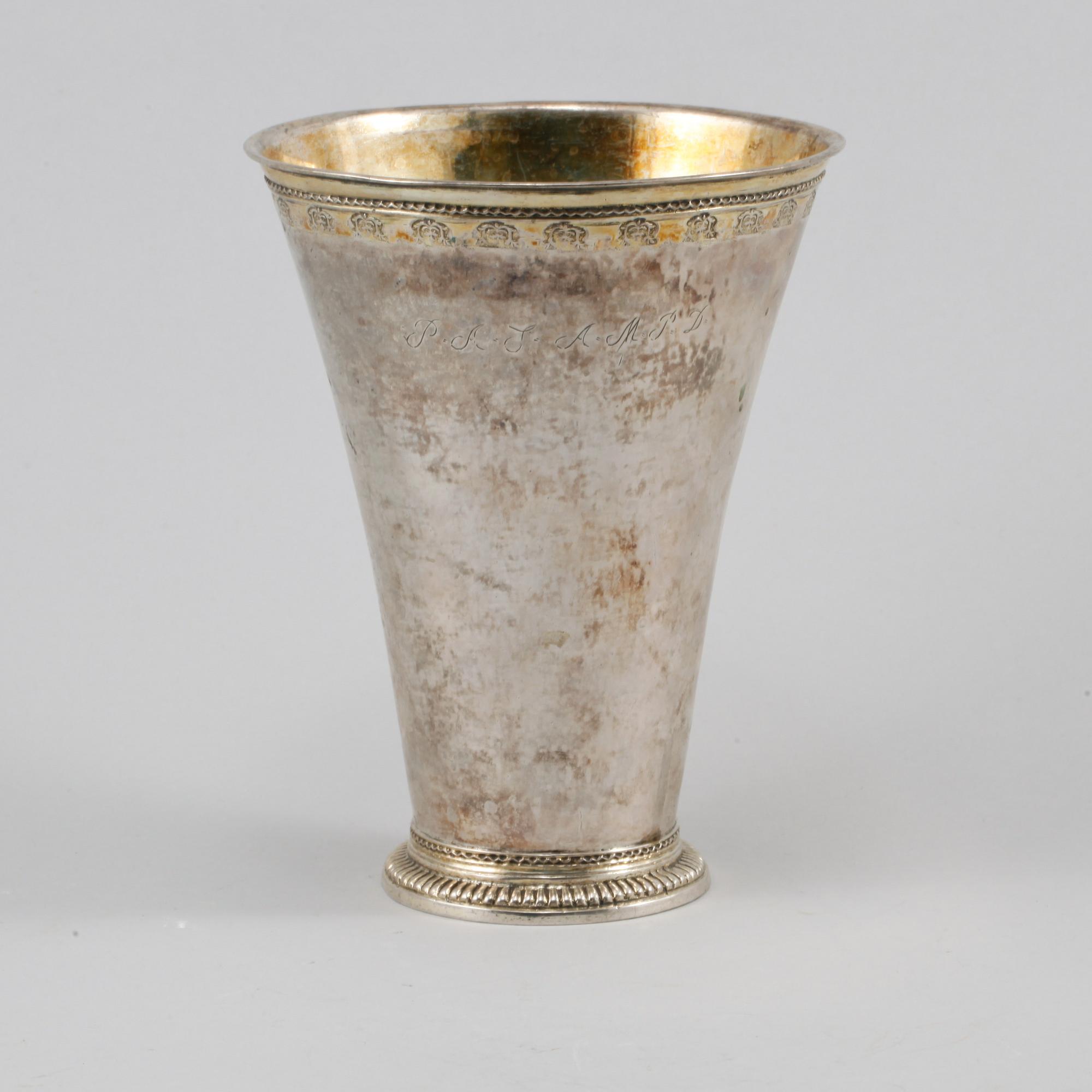 BÄGARE, silver, Nils Trybom, Linköping, 1765, vikt 253 gram.