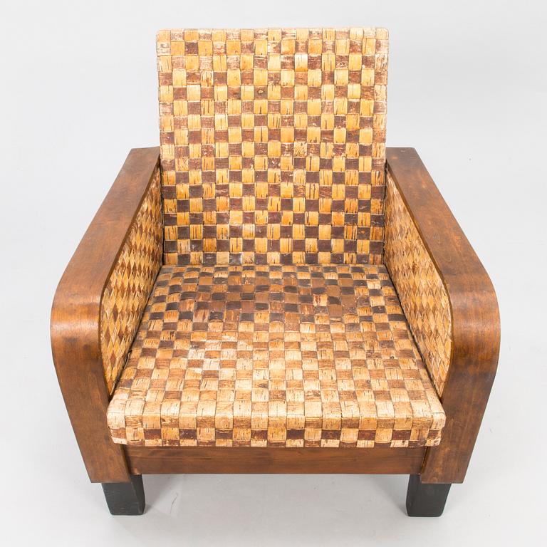 CHAIR, Birch bark upholster, 1940s-50's.