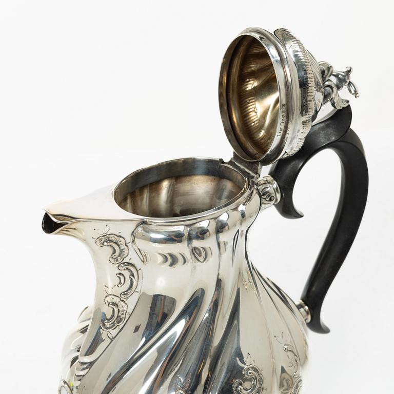 C.G. Hallberg, A three piece coffee service, Rococo style, 1950s, Stockholm.