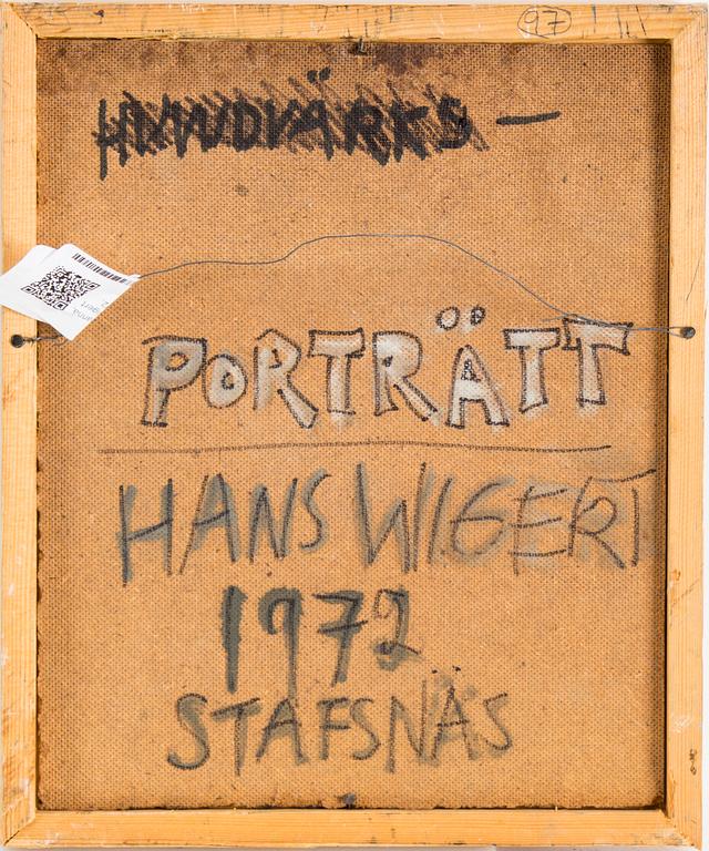 HANS WIGERT, oil on paper, on verso signed and dated Stafsnäs 1972.