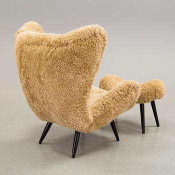 A Nordiska Kompaniet armchair and stool.