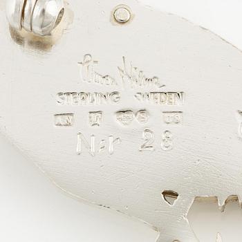 Wiwen Nilsson, brosch, sterlingsilver, i form av tupp, Lund 1970.