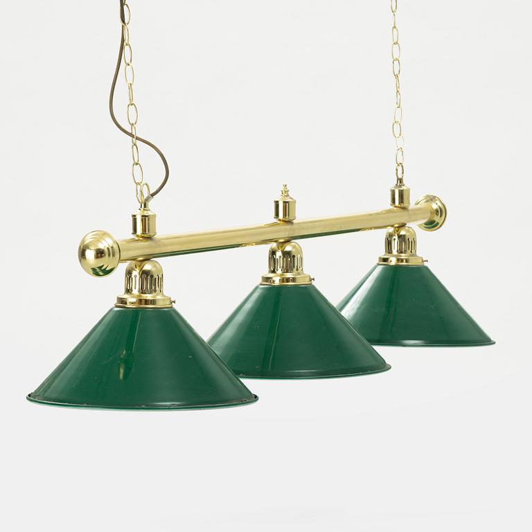 A set of lamps for a pooltable, 20th Century.