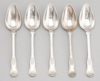 BORDSSKEDAR, 5 st, silver, Zethelius, bla 1845. Tot vikt 233 g.