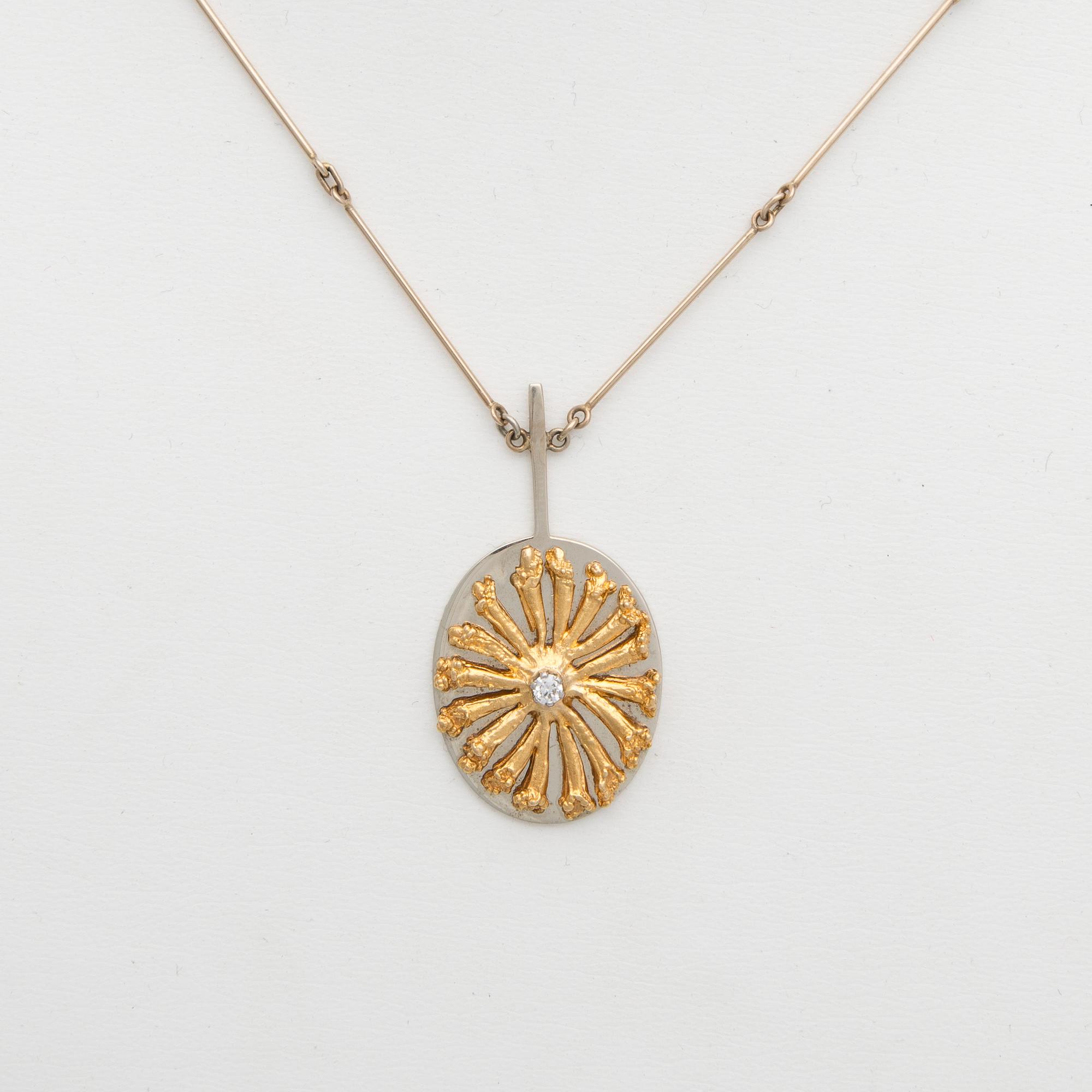 HALSSMYCKE, Lapponia 1977, briljantslipad diamant, 18K guld och vitguld.
