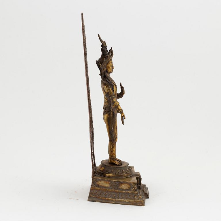 Boddhisatva, Avalokiteshvara, förgylld kopparlegering, Nepal, 1900-tal.