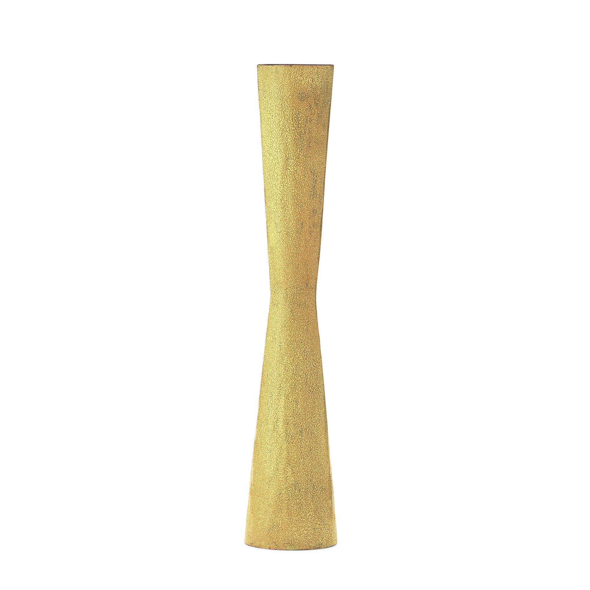 PAOLI DE POLI, a yellow and green enameled vase on copper, Italy 1950's.