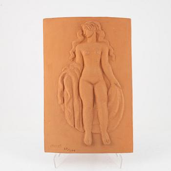 Carl Milles, efter, väggplakett, terracotta stämpelsignerad.