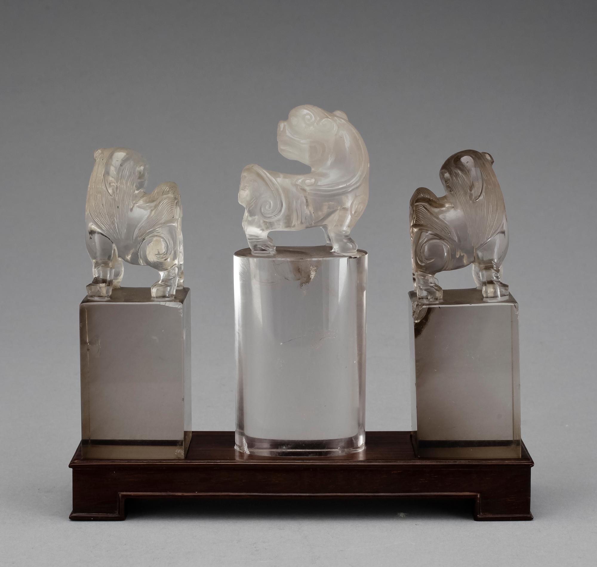 SIGILLSTAMPAR, 3 st, kristall, Kina , 1900-tal.