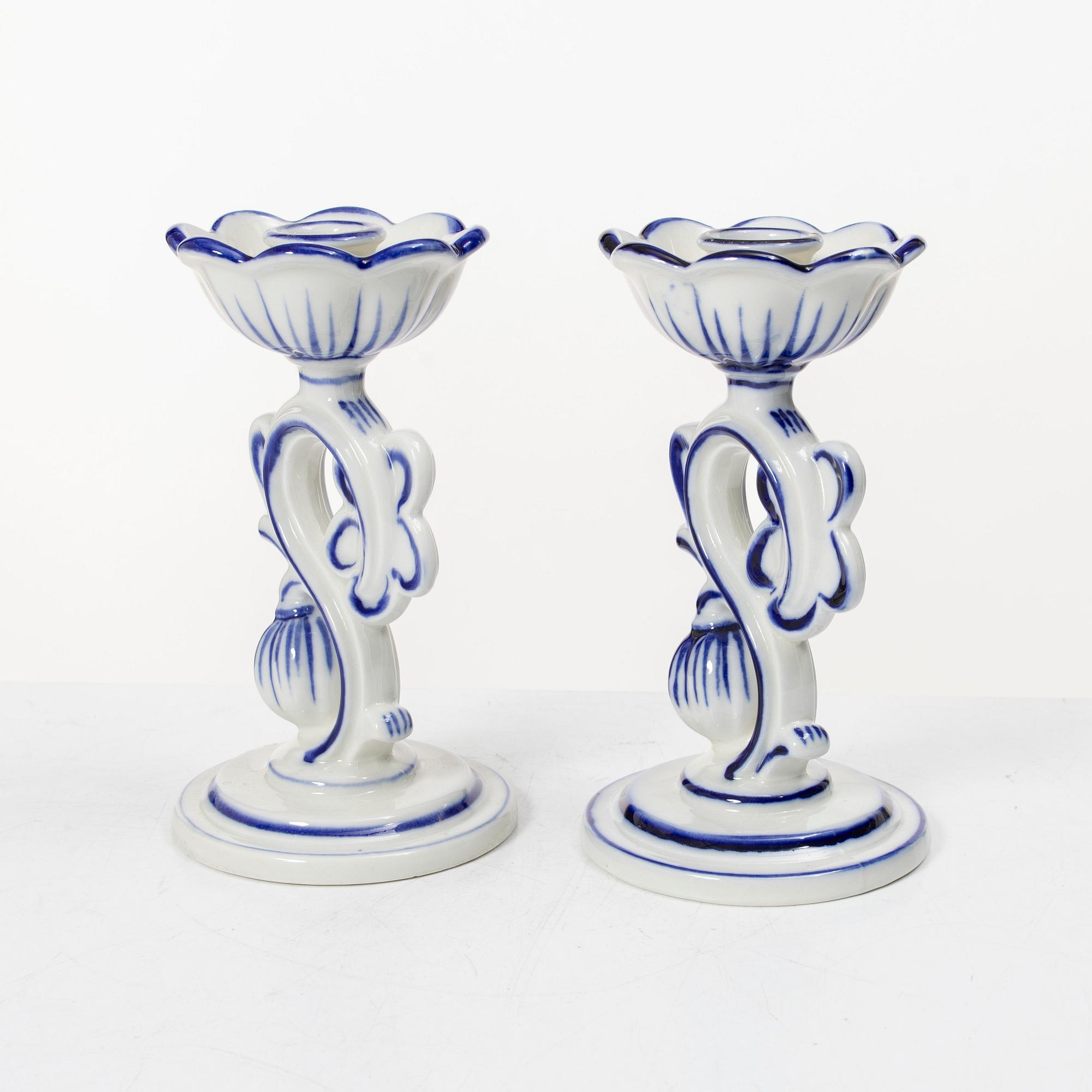 Arthur Percy, a pair of candlesticks, Gefle Upsala Ekeby.