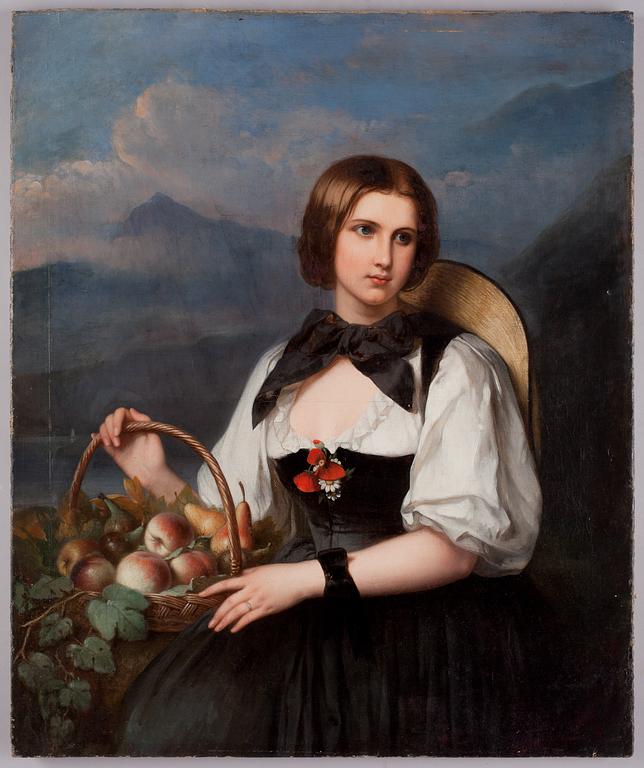Charles Baxter Attributed to, Lady with appels.
