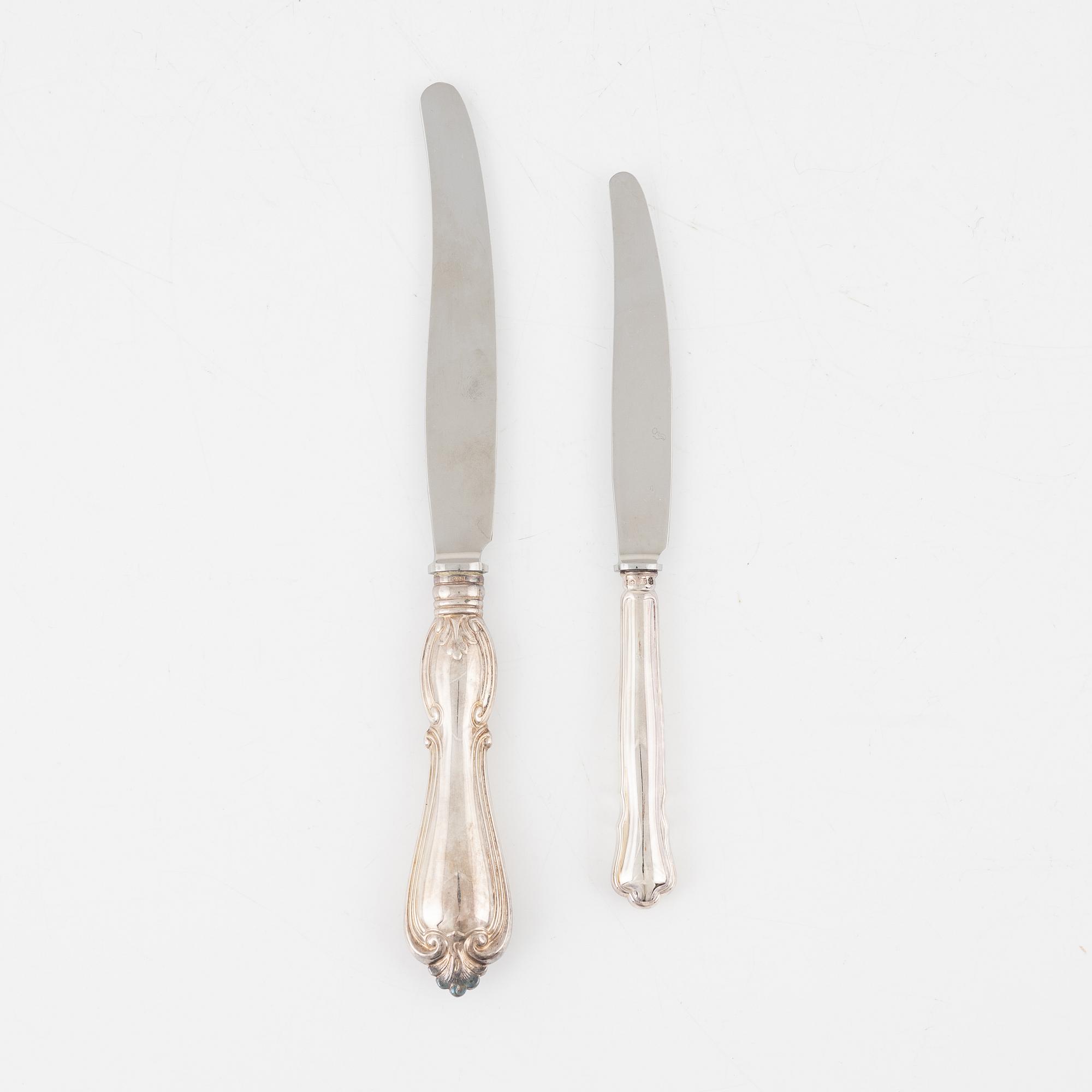 Bestick, 20 st, silver, bl a CG Hallberg, Stockholm 1955.