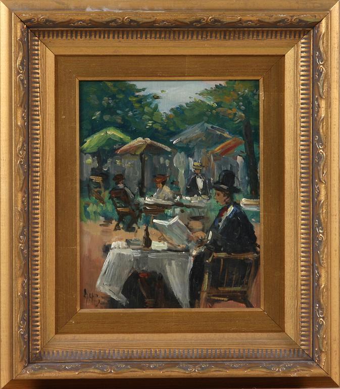OKÄND KONSTNÄR, olja på pannå, sign. 1900-talets första del.