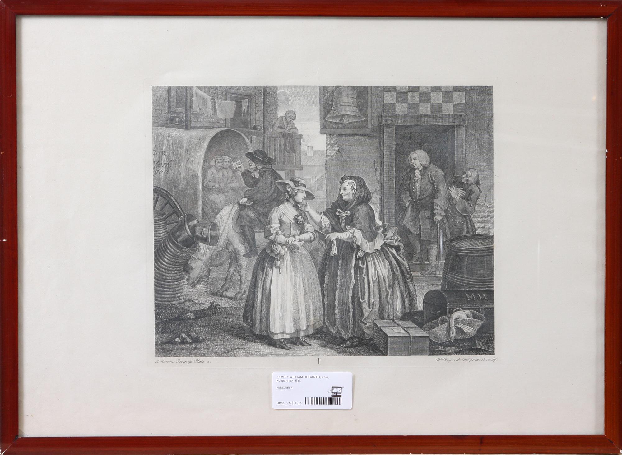 WILLIAM HOGARTH, efter, kopparstick, 6 st.
