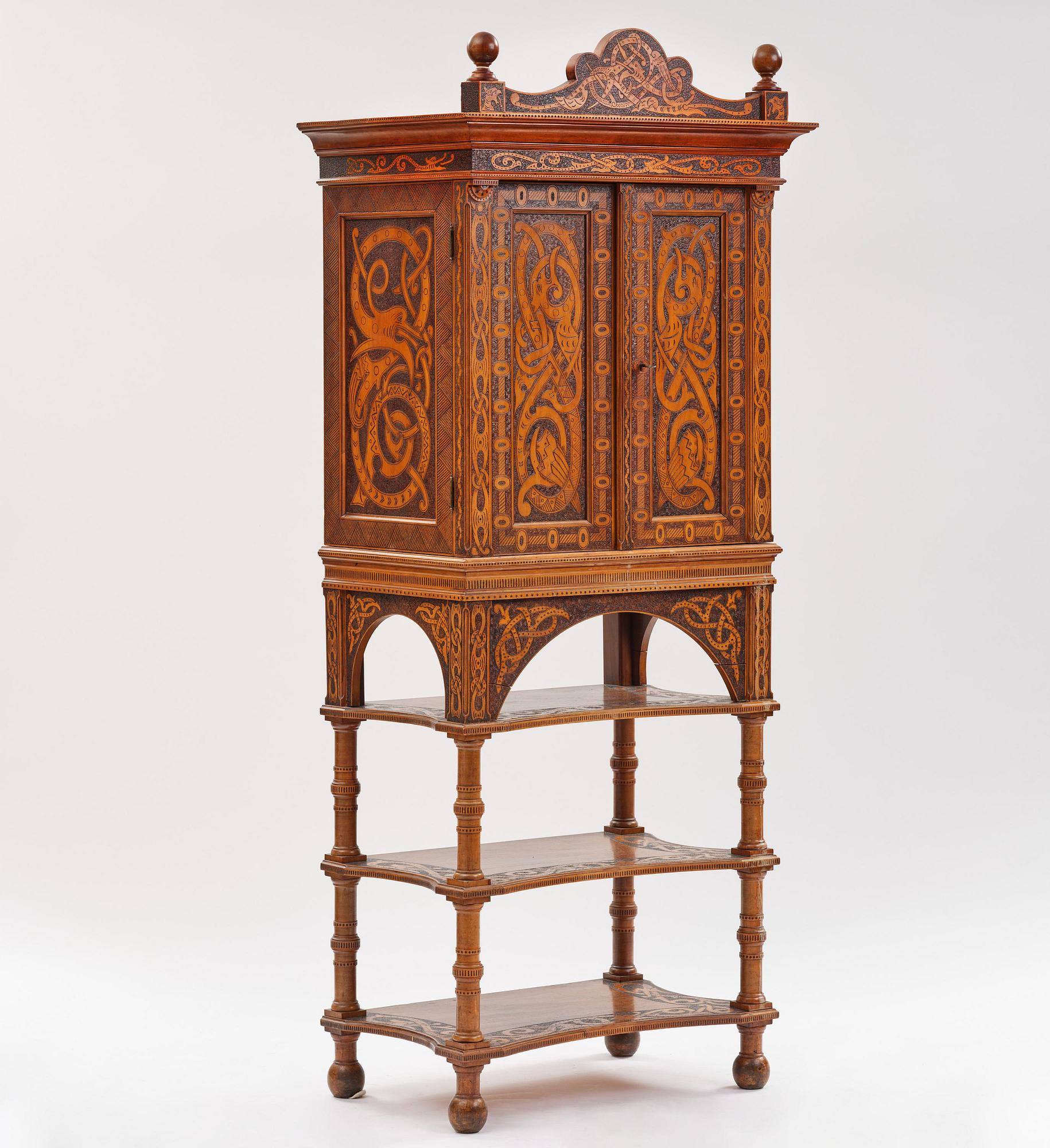 Cabinet, probably Norway, Old Norse style, late 19th century.
