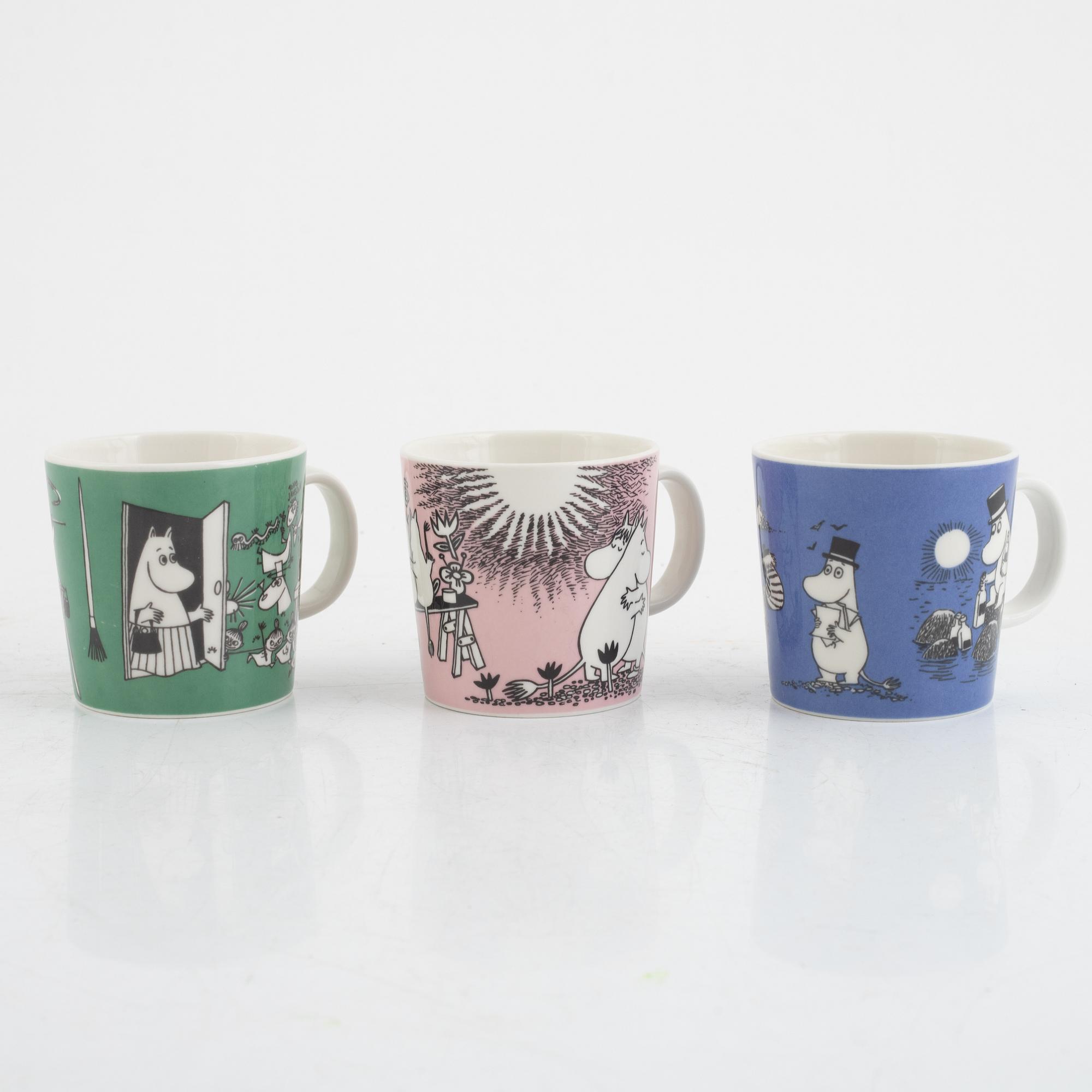 Muminmuggar, 3 st, Moomin Characters, Arabia, Finland.