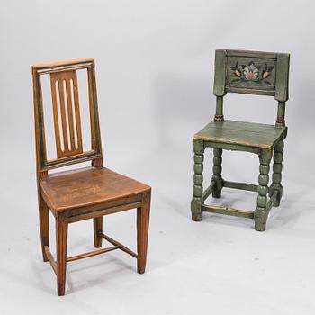 Two 18th Century rustic chairs.