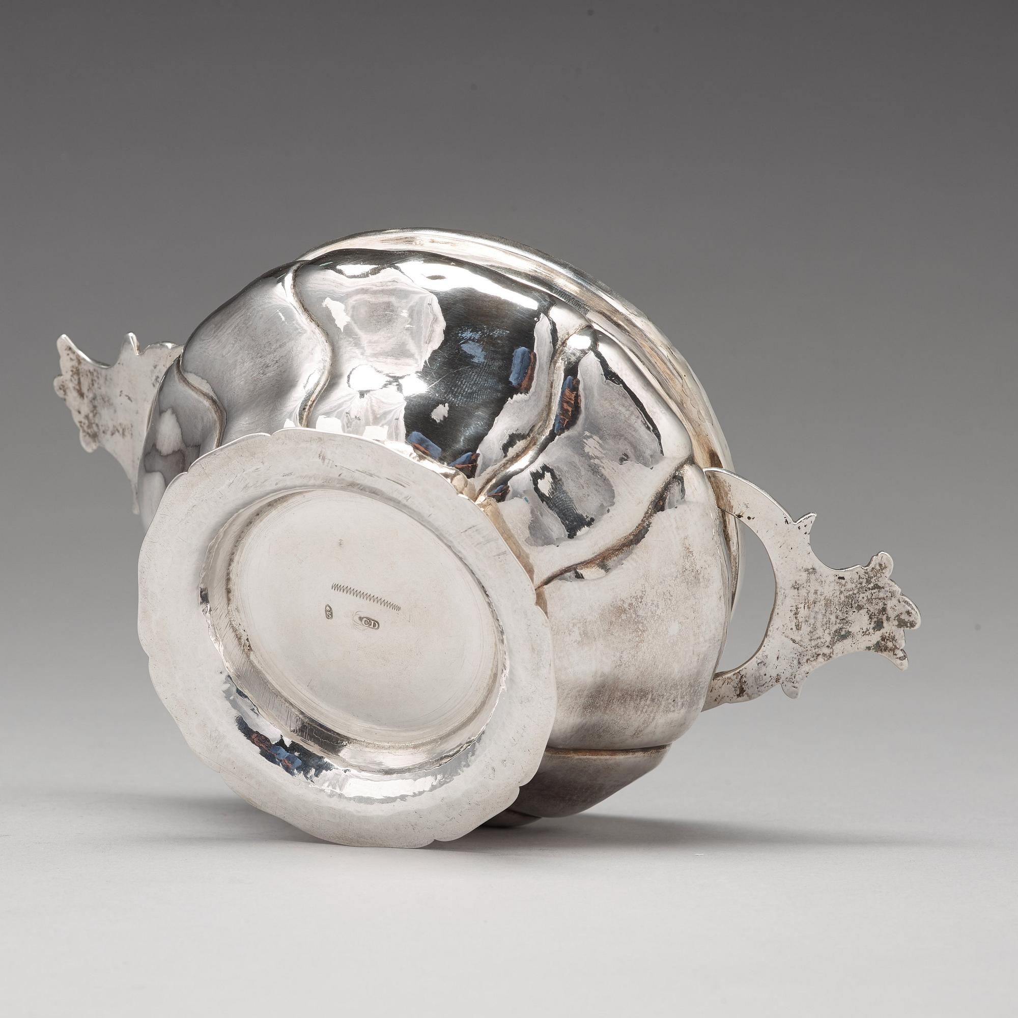 A German 18th century parcel-gilt silver bowl and cover mark of Christian II Drentwett,Augsburg 1767-1769.