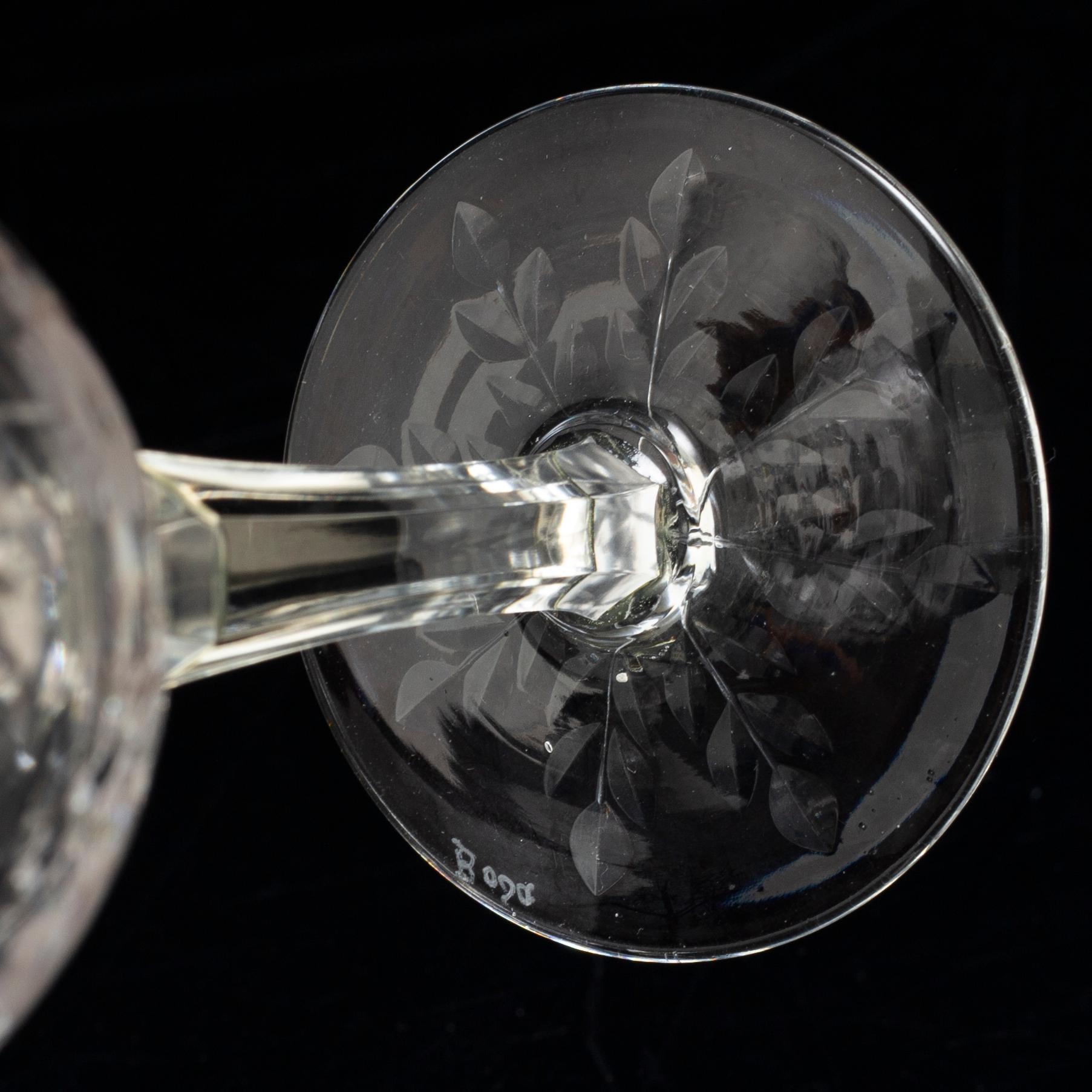 FRITZ KALLENBERG, 8 'MacGuirlang' wine glasses, glass, Boda, second half of the 20th century.
