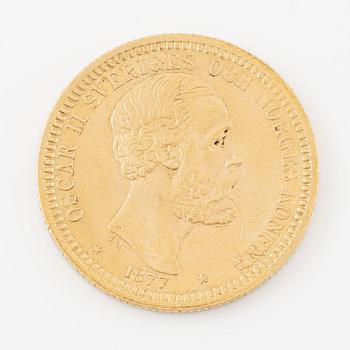 Gold coin, Sweden, Oscar II, 20 kr, 1877.