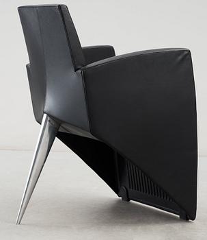 A Philippe Starck 'J Serie Lang' black leather and cast aluminium lounge chair, by Aleph, Italy.