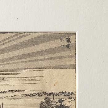 Katsushika Hokusai, träsnitt 2 st, Japan 1836.