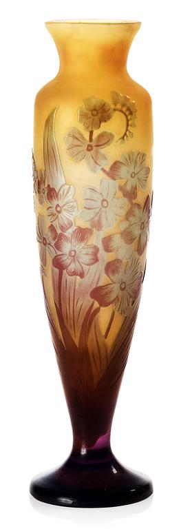 An Emile Gallé Art Nouveau cameo glass vase, Nancy, France.