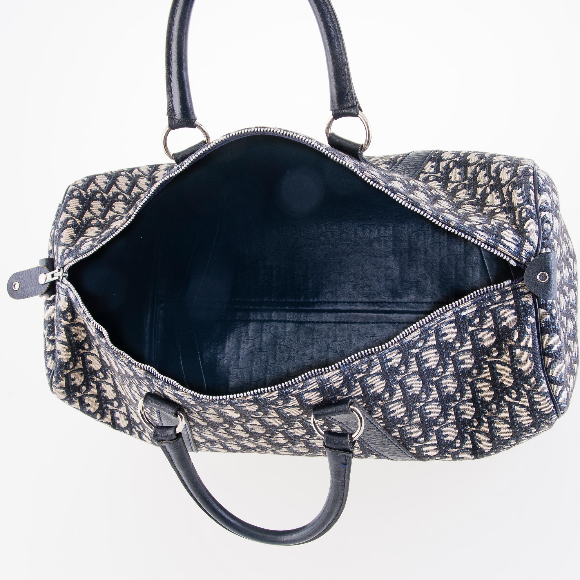 CHRISTIAN DIOR Vintage Blue Logo Travel Bag.