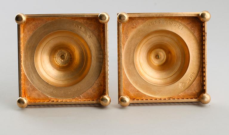 LJUSSTAKAR, 1 par, mässing, Skultuna, No 108, 1900-talets första hälft.