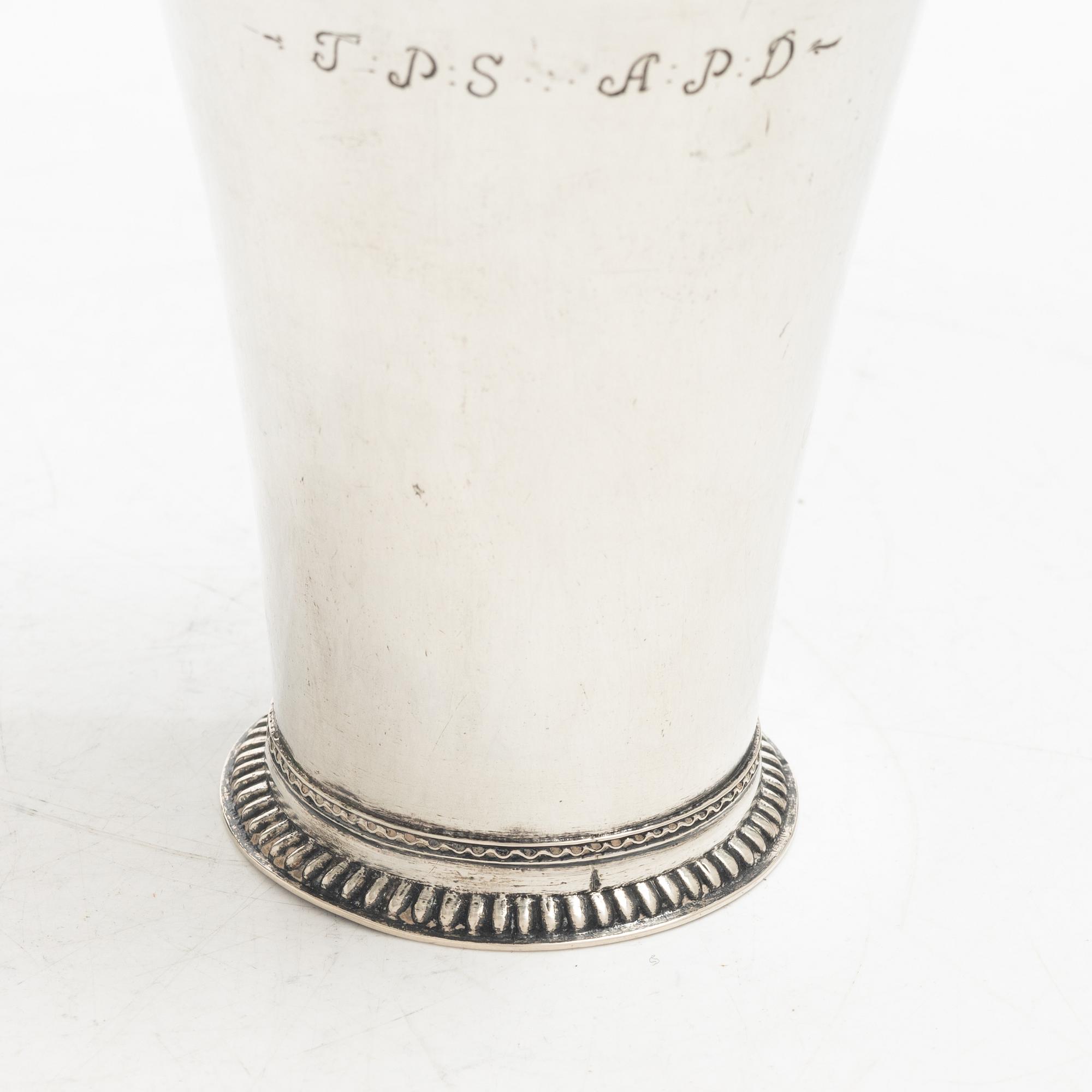 Cort Winberg, bägare, silver, Laholm, verksam 1690-1737 (1739).