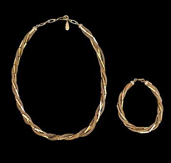 HALSBAND samt ARMBAND, gulmetall, Dior, 1958.