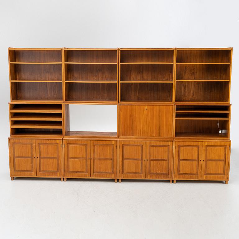 Carl Malmsten, a walnut veneer bookshelf in 4 parts, 1962.