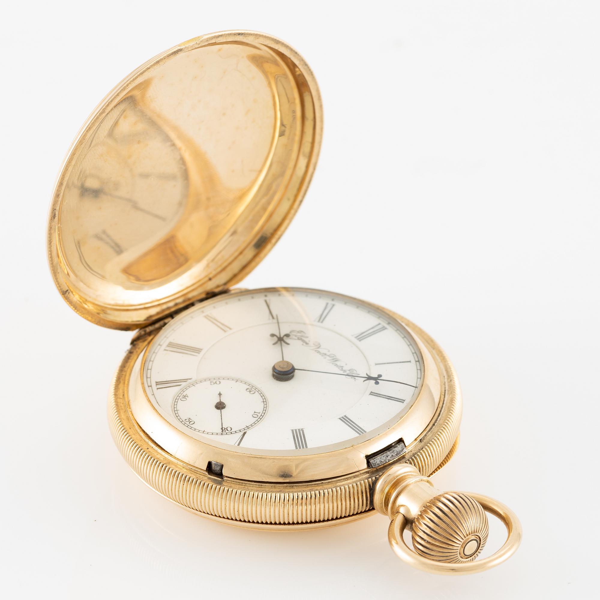 Elgin National Watch Company, fickur, "B.W. Raymond
", savonett, 14K guld, 55 mm.