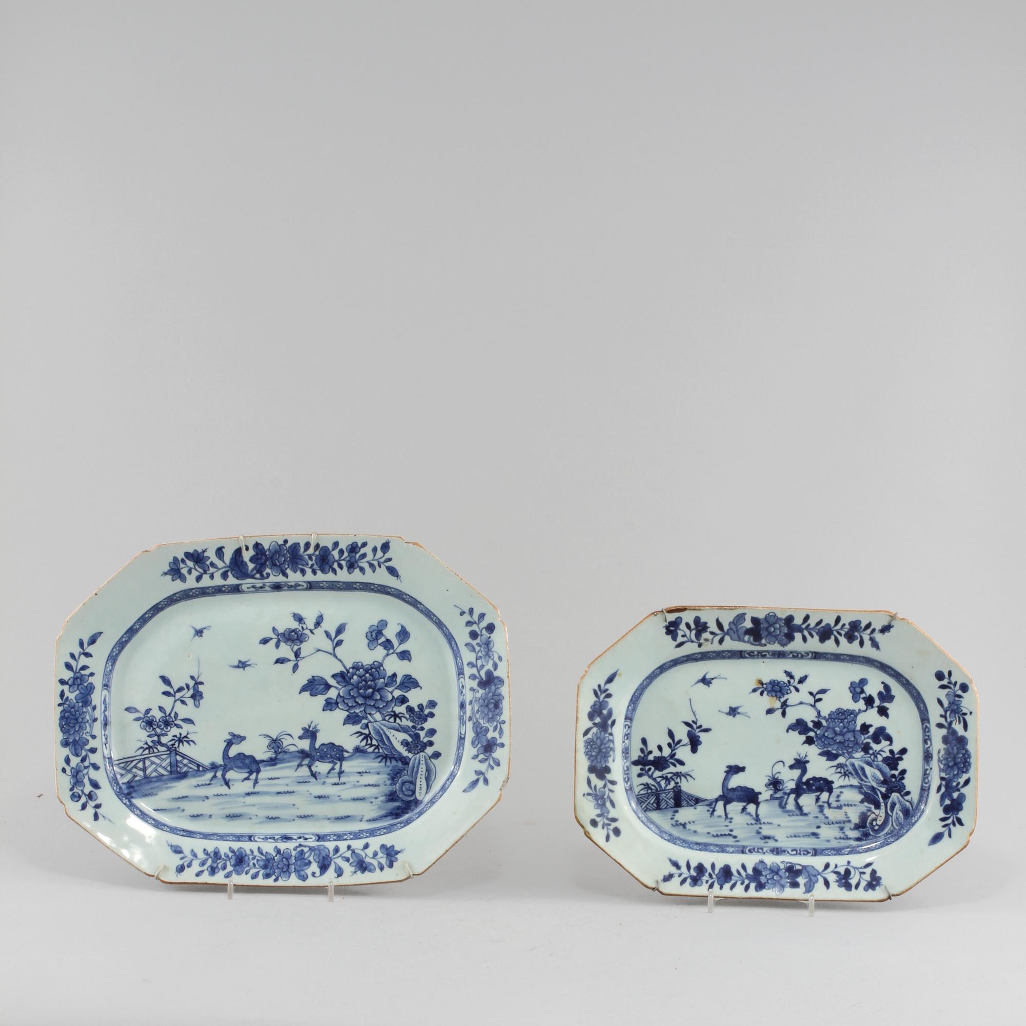 STEKFAT, 2 st, porslin, Kina, 1700-tal.