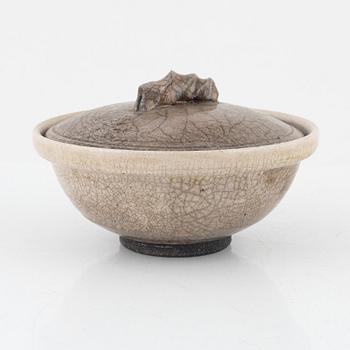 Ulf Johansson, lidded bowl, raku, own workshop, Arboga, latter half of the 20th century.